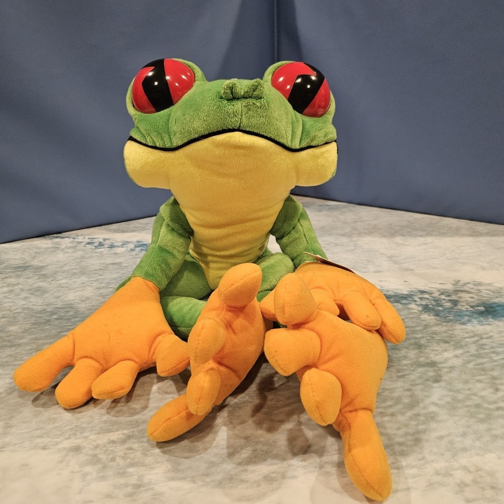 Rainforest Cafe Tree Frog Plush 20" Large Green Orange Hanging Frog w/ Tag
